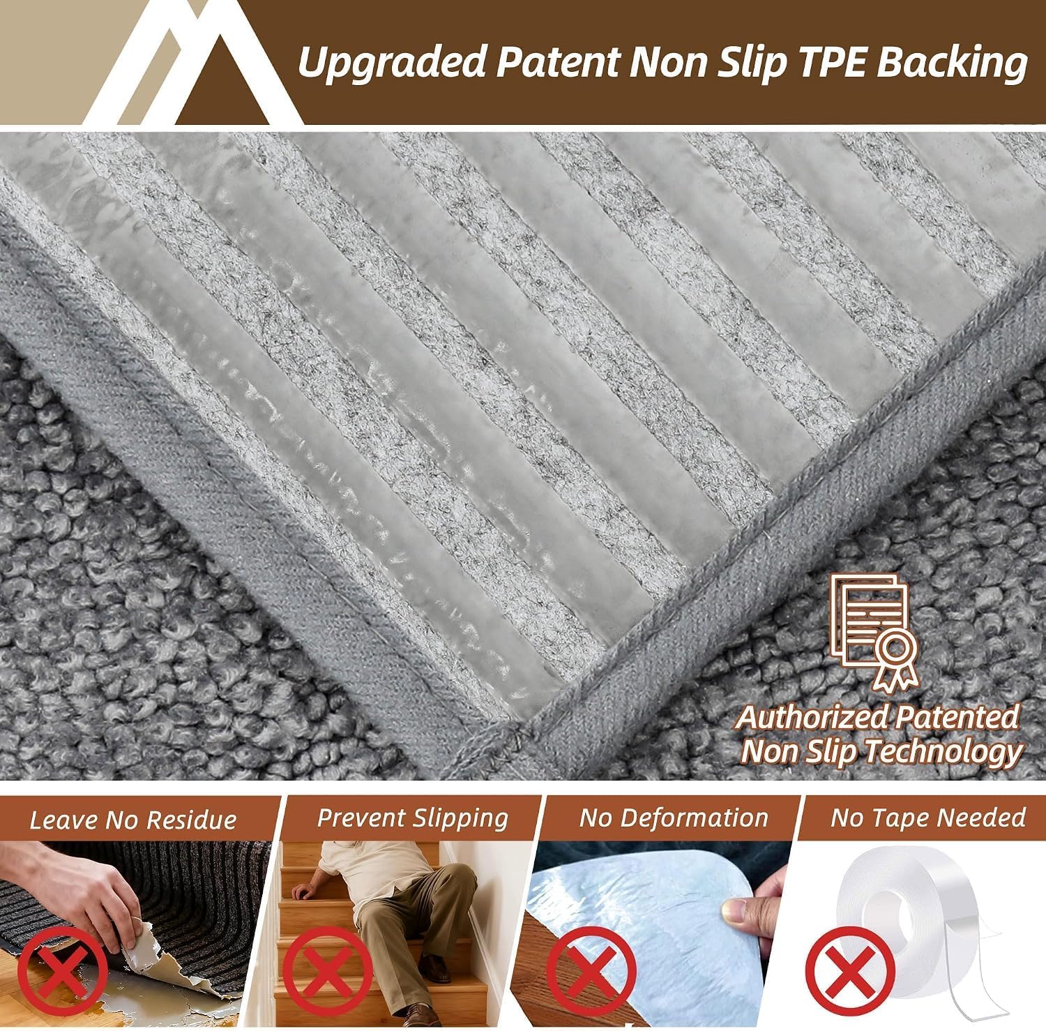 COSY HOMEER Stair Treads for Wooden Steps Non Slip 9"x28",15pc,Medium Grey