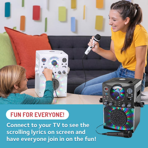 Singing Machine Karaoke Machine for Kids and Adults with Wired Microphone - Built-In Speaker with LED Disco Lights - Wireless Bluetooth, CD+G & USB Connectivity - Black [Amazon Exclusive]