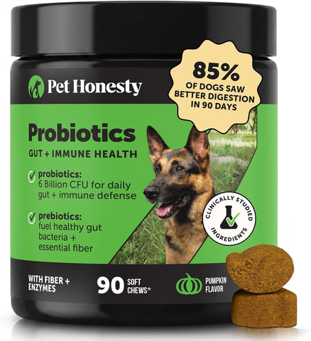Pet Honesty Dog Probiotics Chews for Gut & Digestive Health, 90ct, Pumpkin