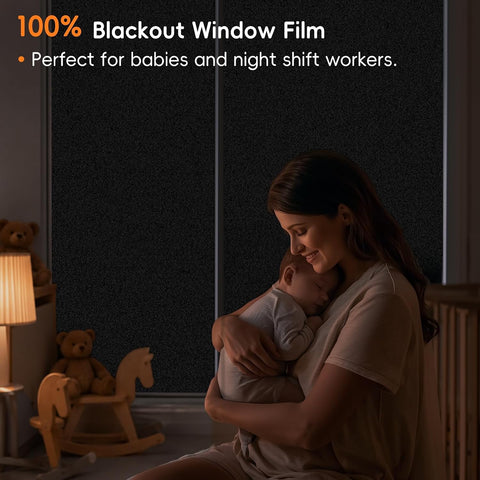 Blackout Window Privacy Film 100% Light Blocking, 17.5" x 78.74"