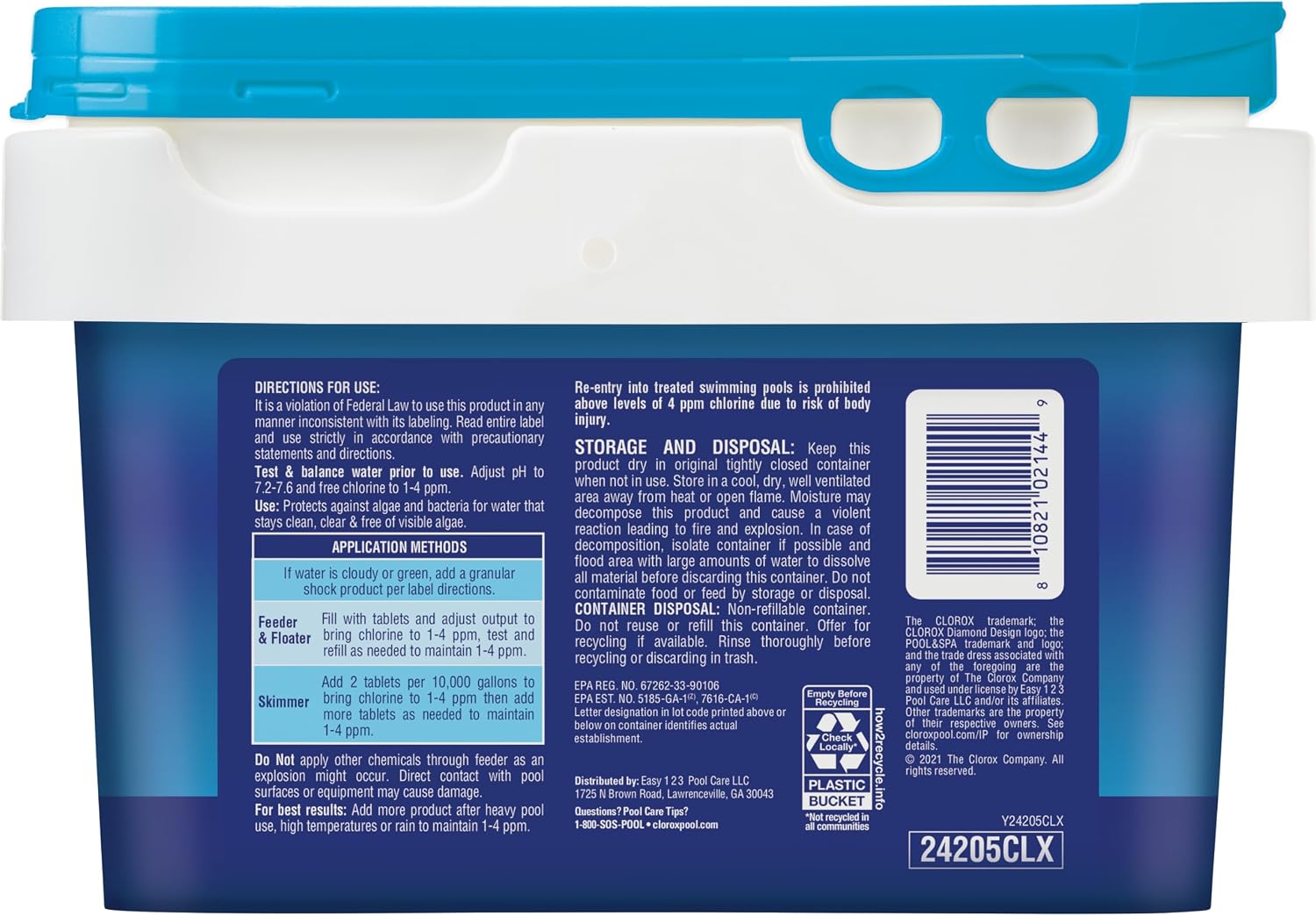 Clorox Pool&Spa XTRABLUE 3” Chlorinating Tablets, Individually Wrapped, Kills Bacteria & Stops Algae (5 LB)