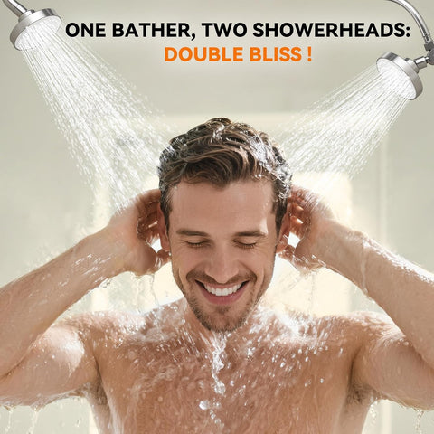 Dual Shower Head for Couples, Double Showerheads (Chrome)