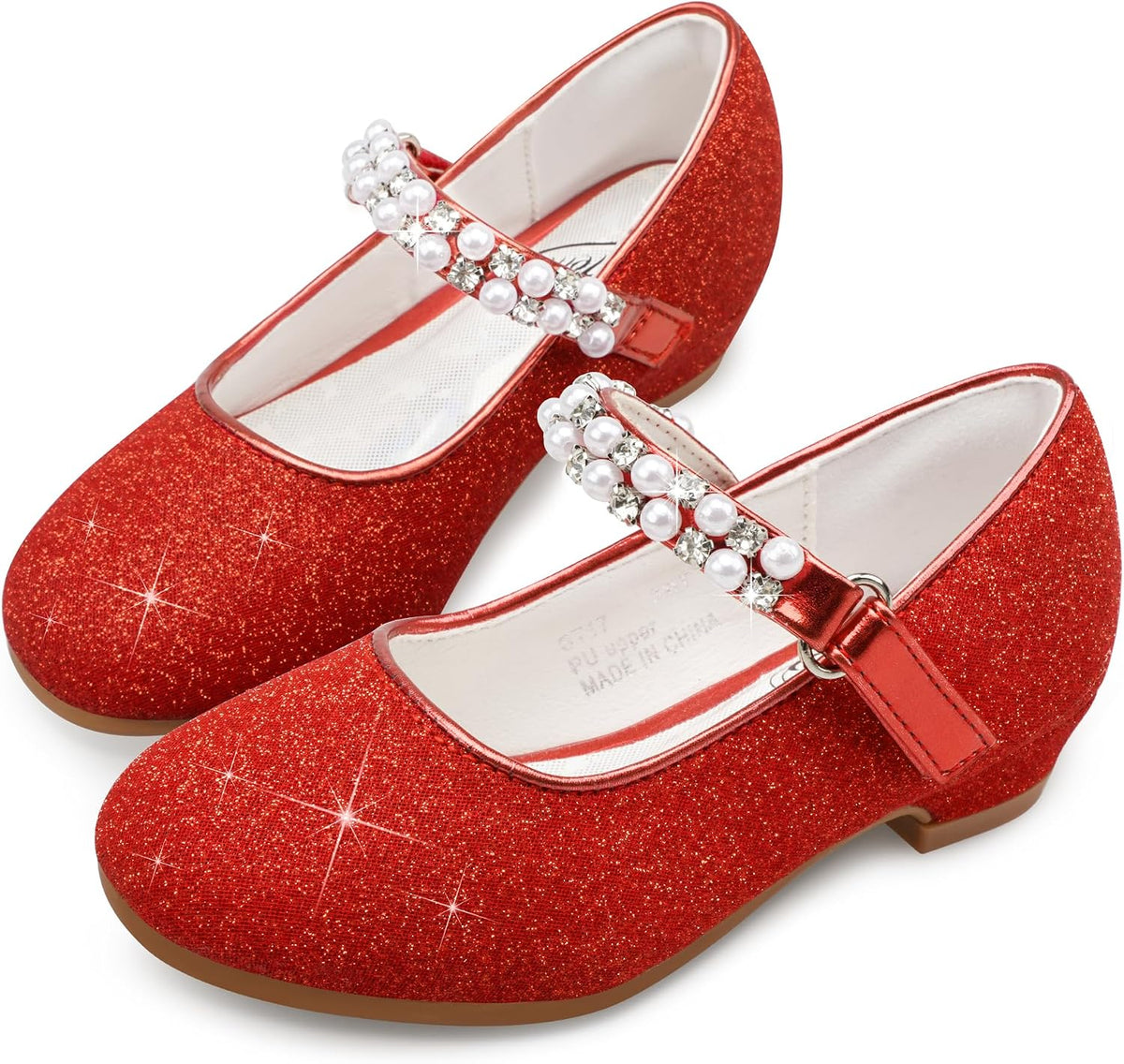 Stelle Girls Dress Shoes with Jeweled Strap for Wedding Flower Girl Party