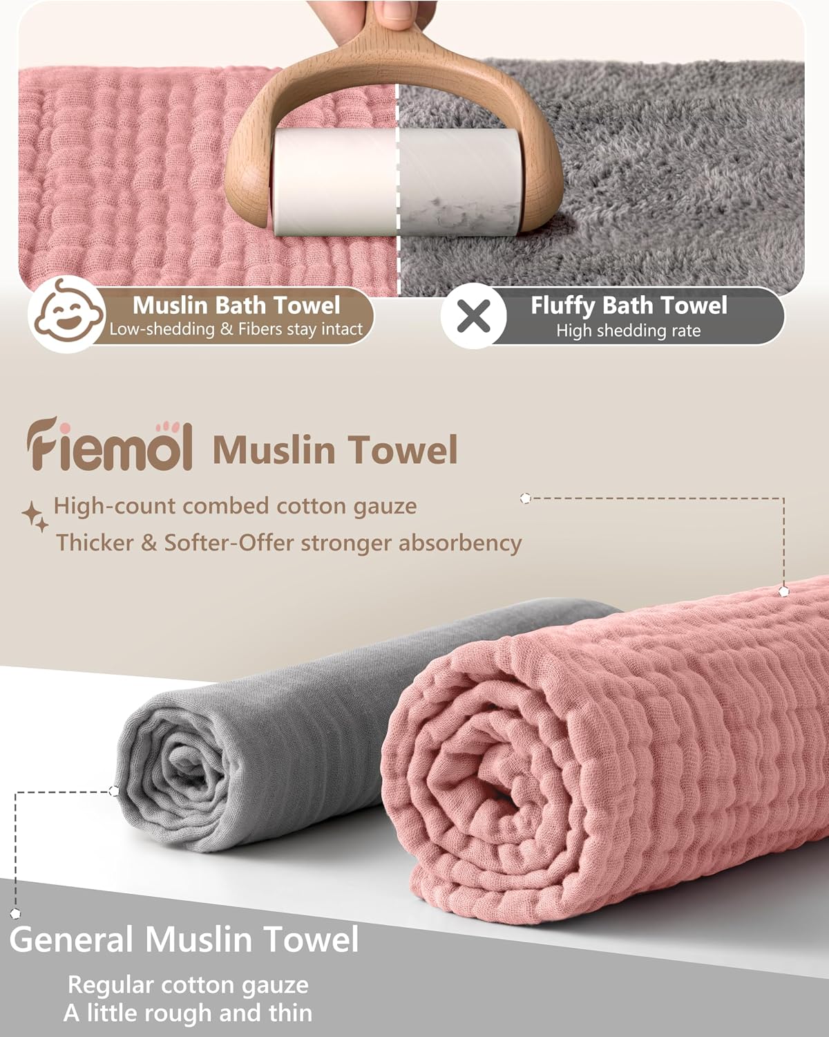 Baby Girl Bath Towels, 100% Muslin Cotton Hooded Baby Towels for Newborn, 2 Pack Baby Towels with Hood for Infant Toddler and Kids, Large 32x32Inch Essentials, Soft and Absorbent Pink Flower