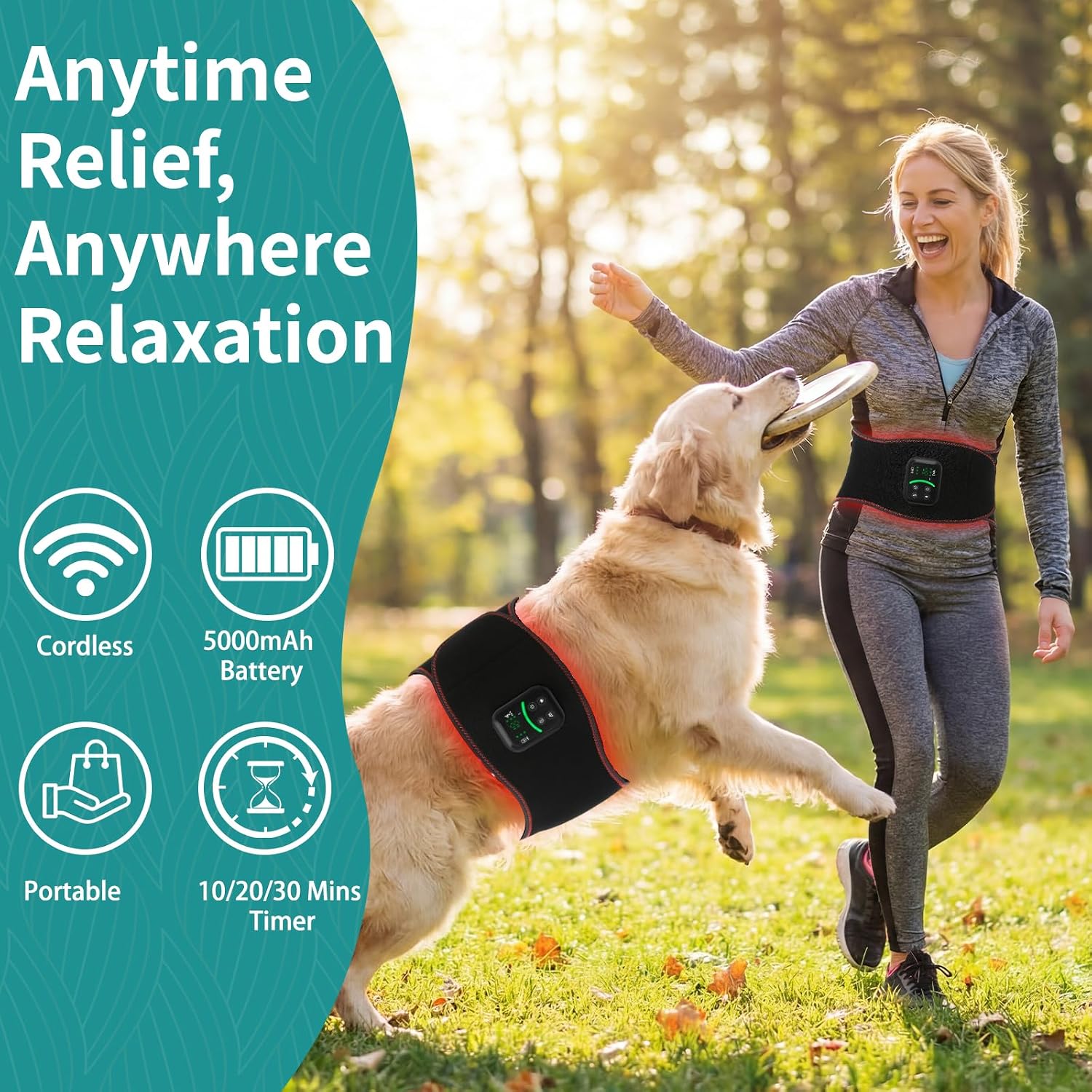 Red Light Therapy Belt for Body Back, 5000mAh Cordless Infrared Waist Wrap