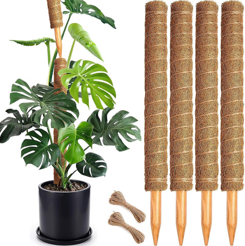 Soupiar 4 Pack 22 Inch Stackable Moss Pole - Thick & Sturdy Natural Coir Totem Plant Support & Garden Stakes for Monstera & Pothos, Indoor Climbing Vining Houseplants, 70" H Max