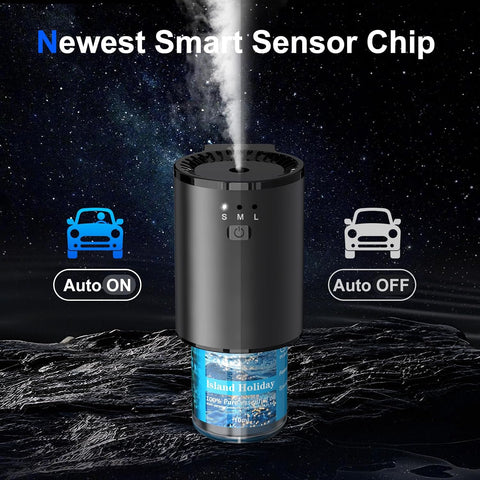 Car Air Freshener, Smart Car Air Freshener with Three Adjustable Modes, 5 Scents, 10 Refills, Auto On/Off, Air freshener Car Diffuser Suitable for Vent Clip (2 pack)
