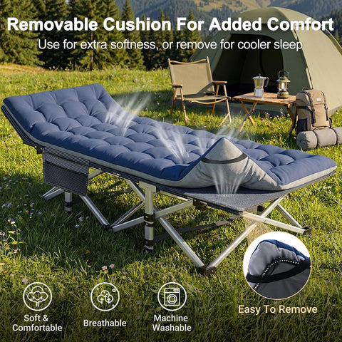 ABORON Camping Cot for Adults, 28 in Wide Folding Bed with Mattress