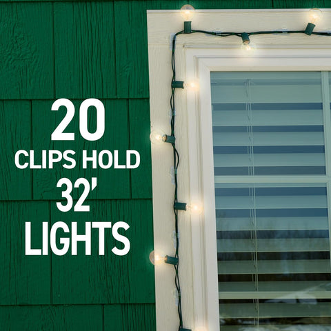 Command Outdoor Light Clips, Clear, 20 Clips, 24 Weather Resistant Strips