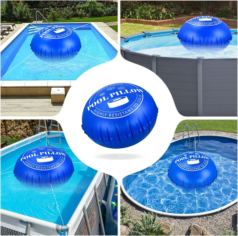 6 x 6 Ft Pool Pillows for Above Ground Pools with 66 Ft Rope, 0.5mm PVC Cold-Resistant for Closing Winter, Winterize Pool Closing Kit Winter Pool Cover Pillow No Leak
