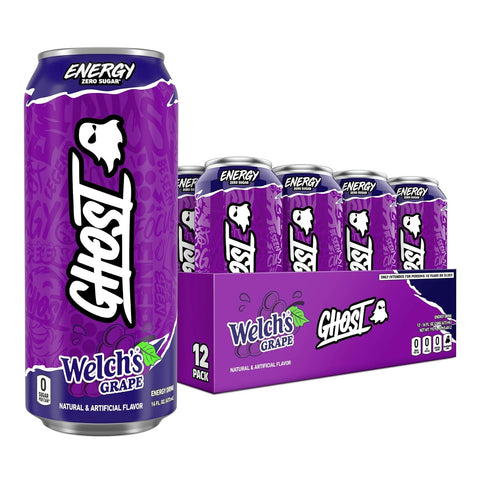 GHOST Energy Drink, Zero Sugars, 12-Pack, Welch's Grape, 16oz