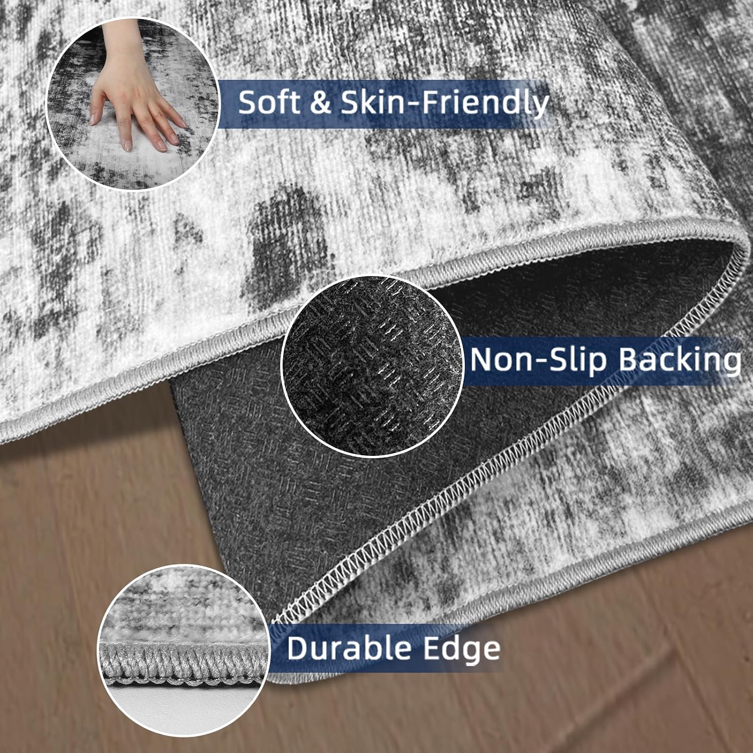 Kitchen Runner Rug 2.5x8 Runners for Hallways，Abstract Washable Runner Rugs Non-Slip Backing Rug Runner, Stain Resistant 8ft Runner Rug,Soft Floor Carpet Rugs for Bedroom，Laundry Room