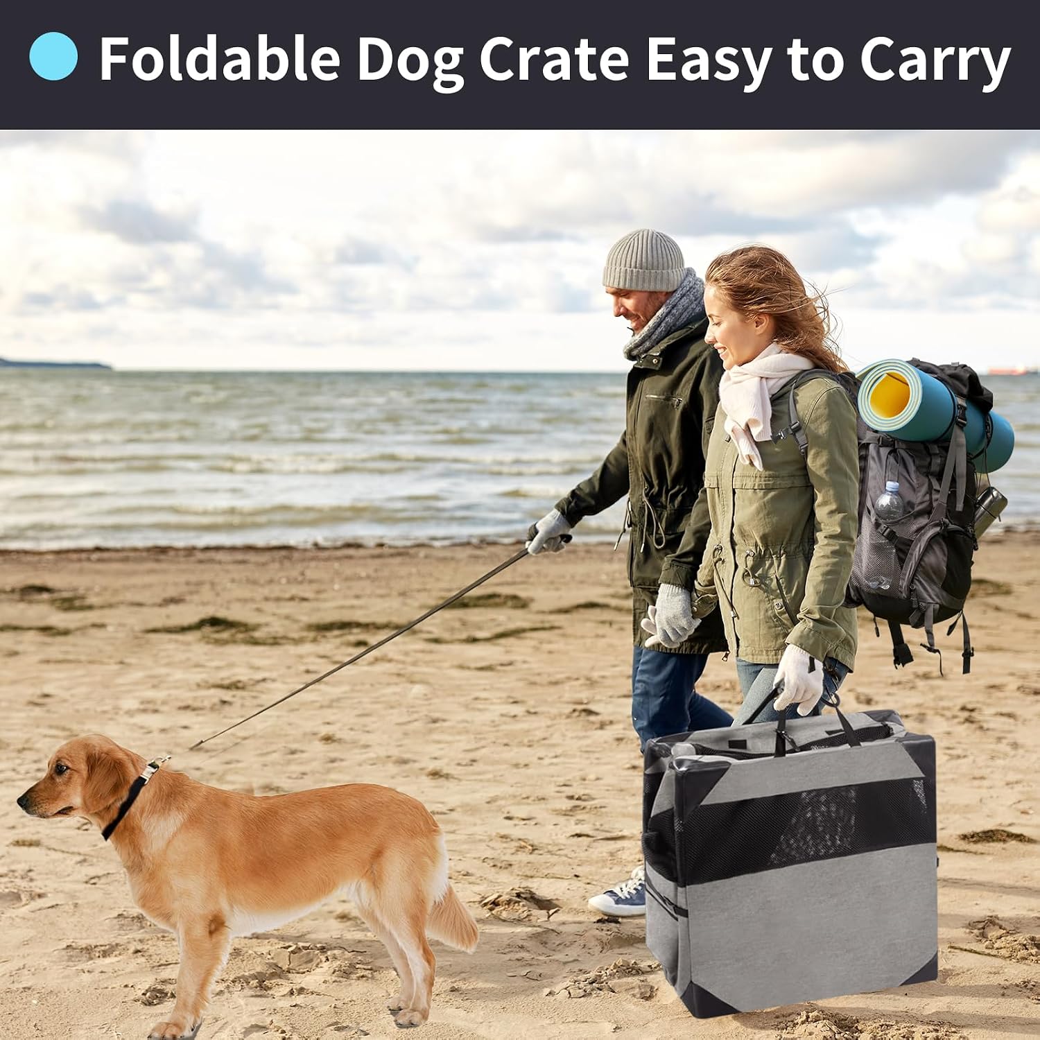 Zikopomi 36 Inch Portable Soft Foldable Dog Crate, 36" L x 25" W x 25" H