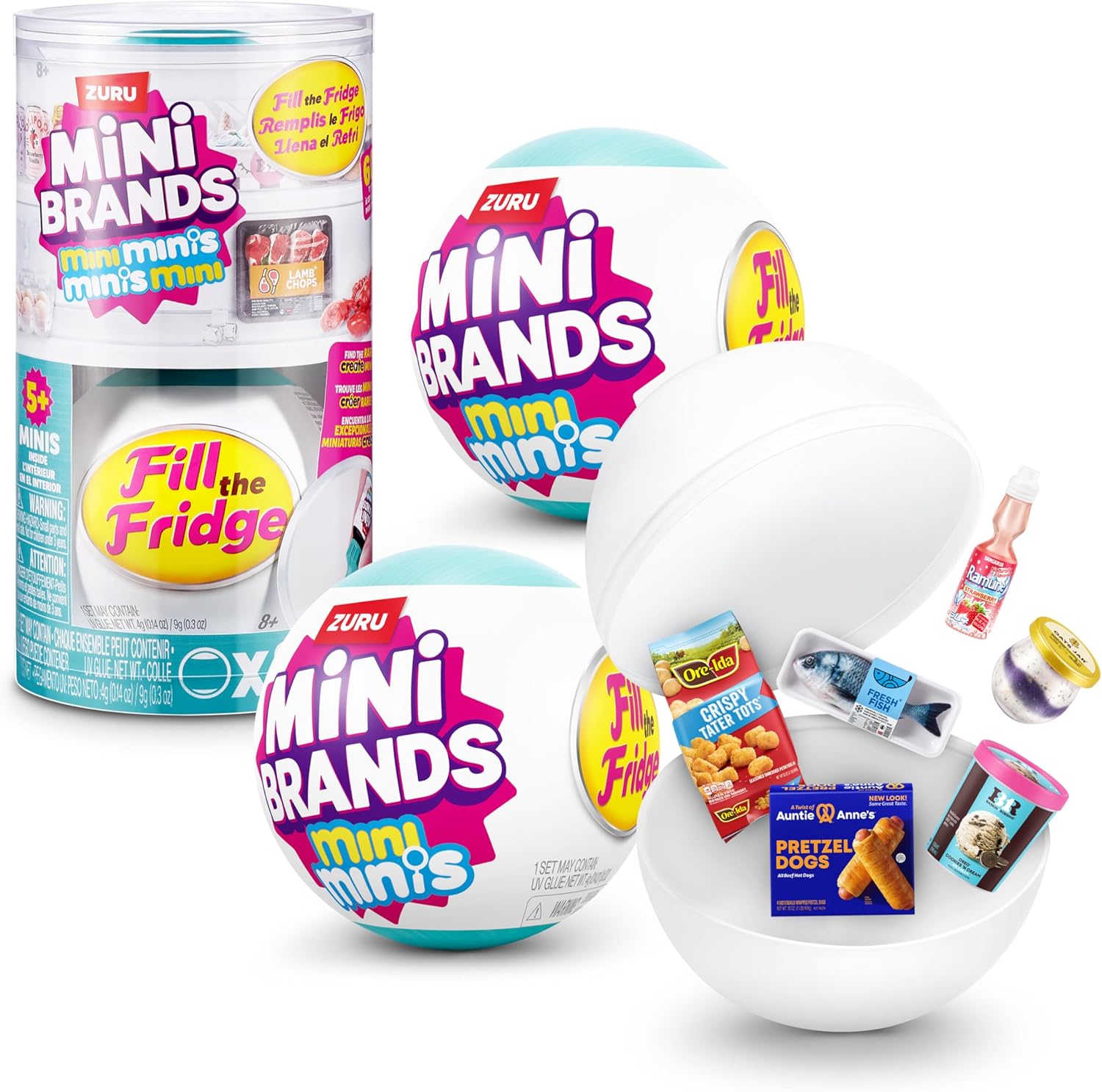 Mini Brands Fill The Fridge Mini Minis Series 1 by ZURU, Collectible Miniature Toy, (2 Capsules)