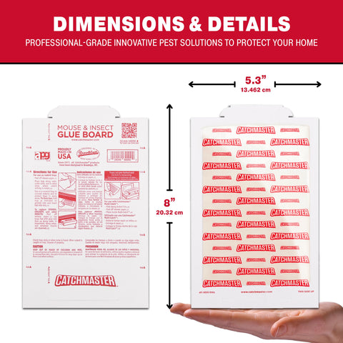 Catchmaster Pro Strength Mouse & Insect Glue Boards 60pk Traps Indoor for Home, Adhesive Bug Catcher, Rat & Rodent Sticky Trap, Non Toxic Bulk Pre-Baited Glue Traps, Pet Safe House Pest Control