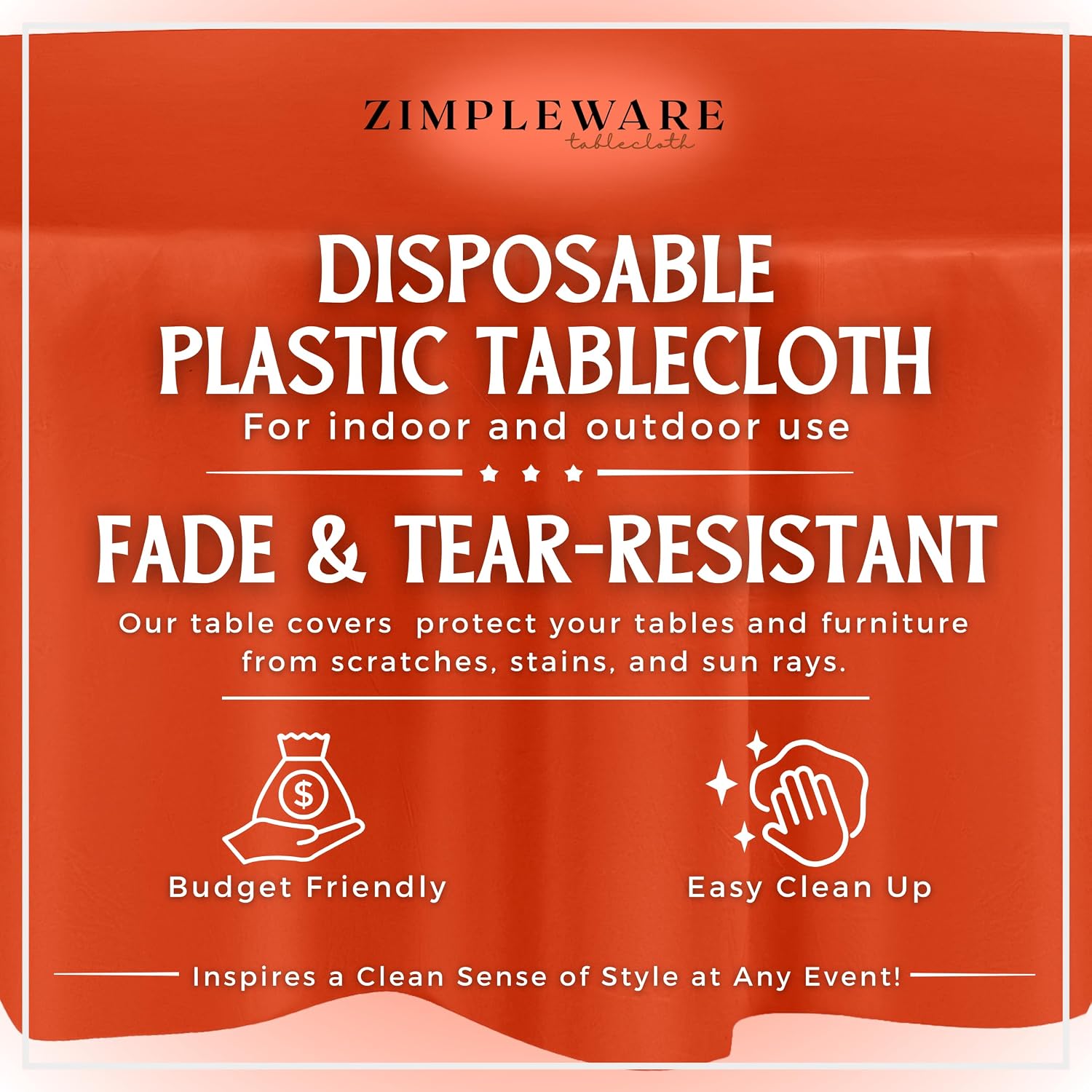 ZIMPLEWARE Premium Plastic Table Cloth Disposable Round 84in. 12 Pack