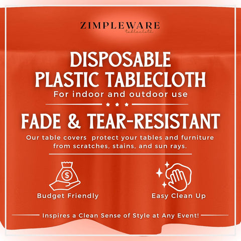 ZIMPLEWARE Premium Plastic Table Cloth Disposable Round 84in. 12 Pack