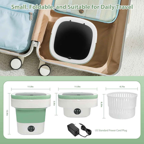 20L Portable Washing Machine with Spin Dryer, Foldable Mini Washer, 3 Wash Modes for Baby Clothes, Underwear and Socks, Ideal for Travel, Dorms and Camping