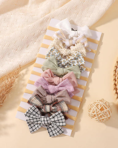 doboi 10 Pack Baby Girl Headbands with Bows, Soft Nylon Newborn Headbands