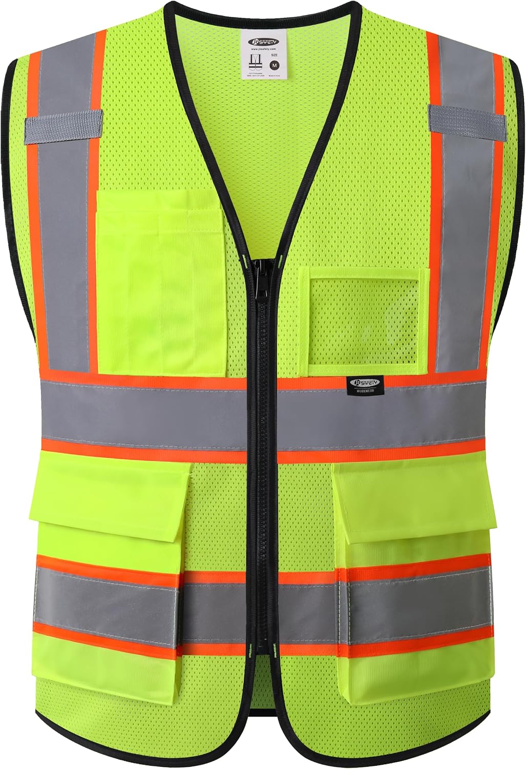 JKSafety Safety Vest for men women Hi Vis Vest with Pockets and Zipper High Visibility Reflective Vests BX320