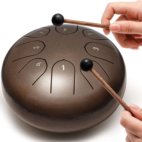 Steel Tongue Drum 6 Inch 8 Notes Musical Instrument, Rain Drum Style Gift