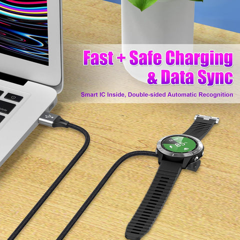 AGVEE 2 Pack 3.3ft Charger for Garmin Watch, L-Shape Charging Cable