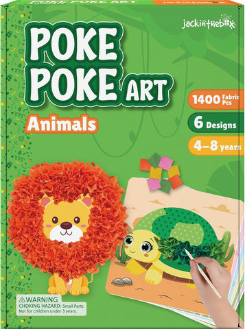 jackinthebox Poke Art Animals Crafts Kits for Kids, Boys & Girls, Ages 4-8