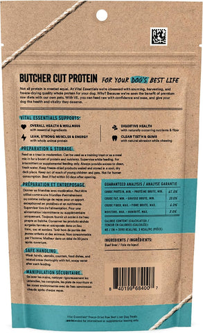 Vital Essentials Freeze Dried Dog Treats, Beef Liver, 2.1 oz Bag