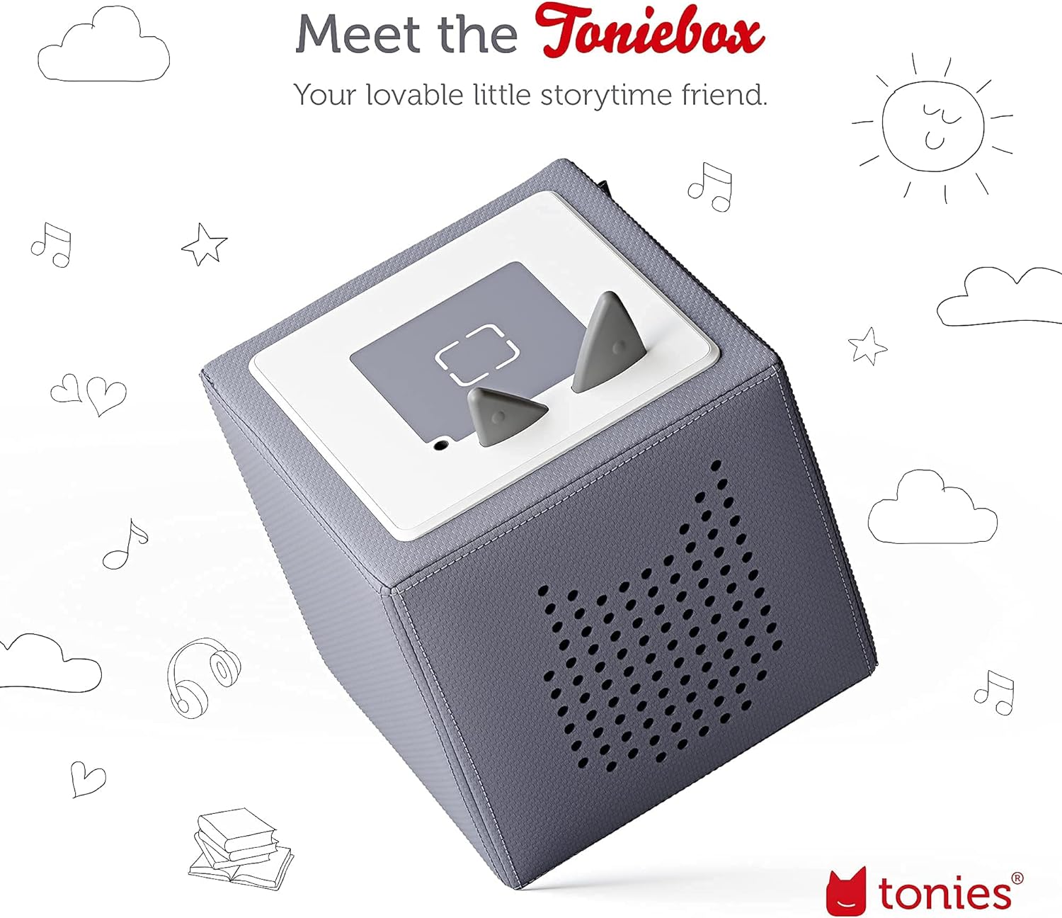 Toniebox 1 Audio Player Starter Set with Playtime Puppy - Listen, Learn, and Play with One Huggable Little Box - Gray