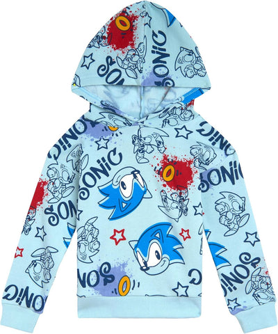 SEGA Sonic the Hedgehog Fleece Pullover Hoodie and Pants Outfit Set Toddler to Big Kid Sizes (2T - 18-20)