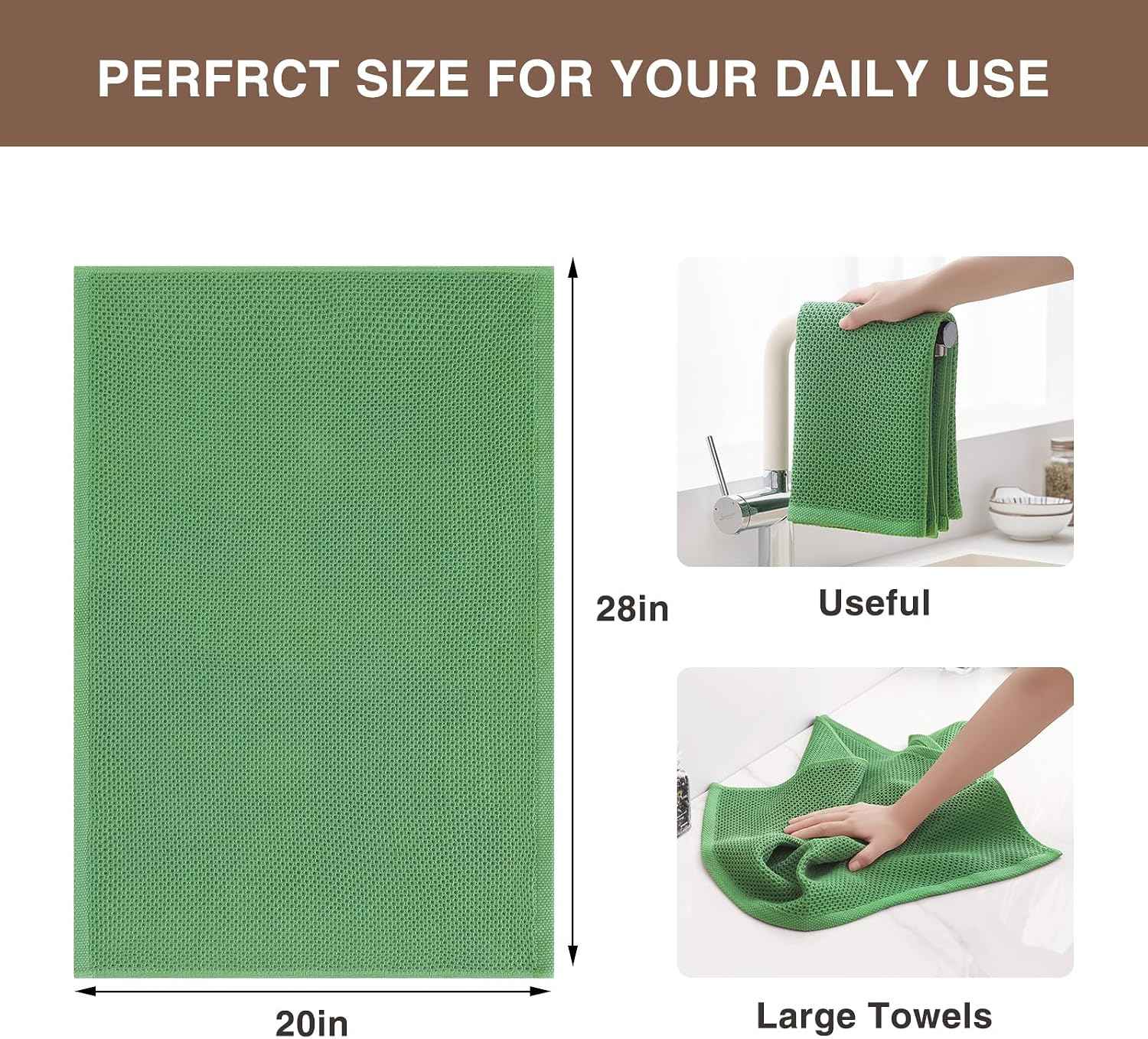 Homaxy 100% Cotton Oversized Waffle Weave Kitchen Towels 6-Pack