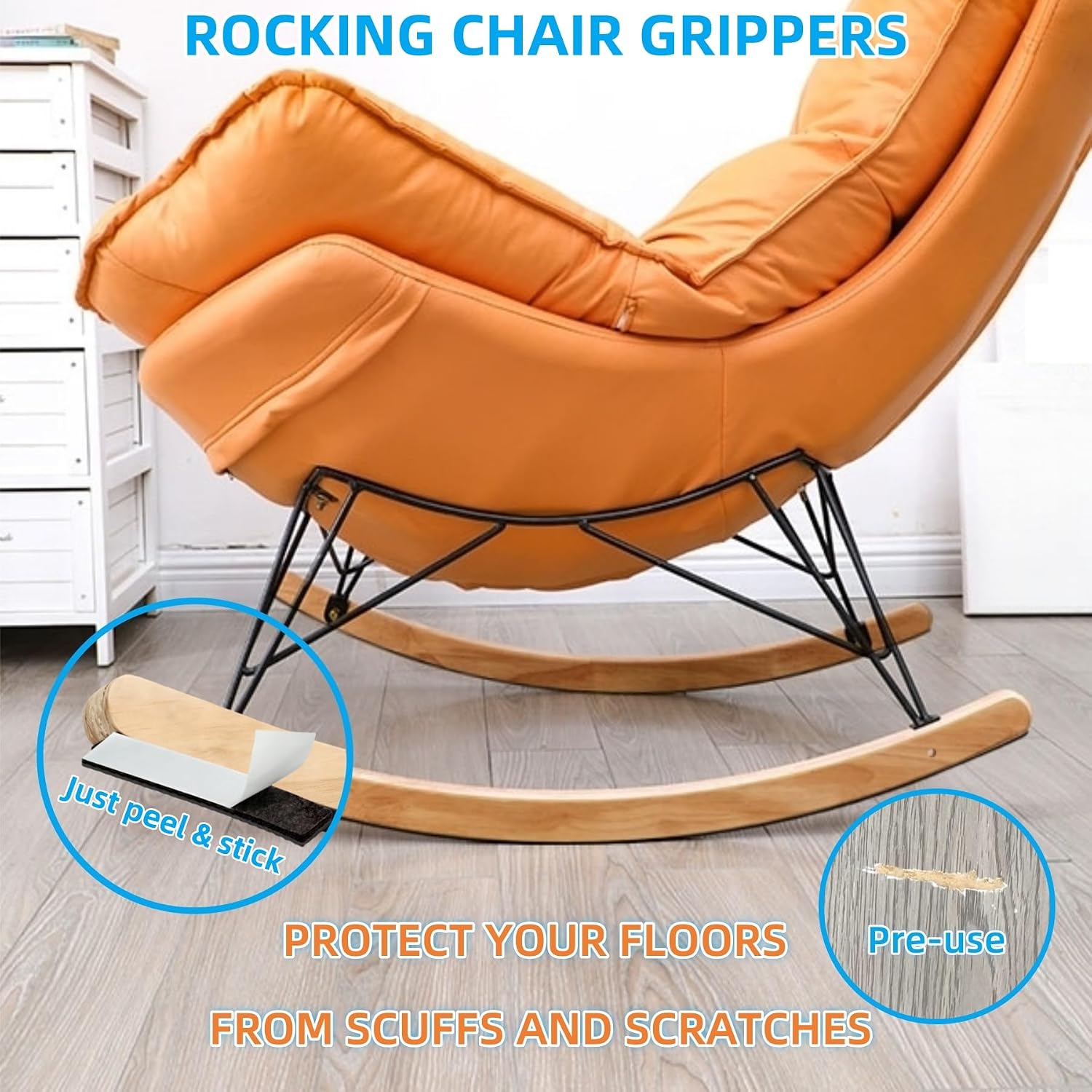 Non Slip Furniture Pads 1/2" x 3" Rubber Strips Self Adhesive Furniture Grippers Chair Leg Pads Rubber Chair Feet Anti Scratches Non Skid Furniture Pad Floor Protectors, 40 Pcs Rectangle