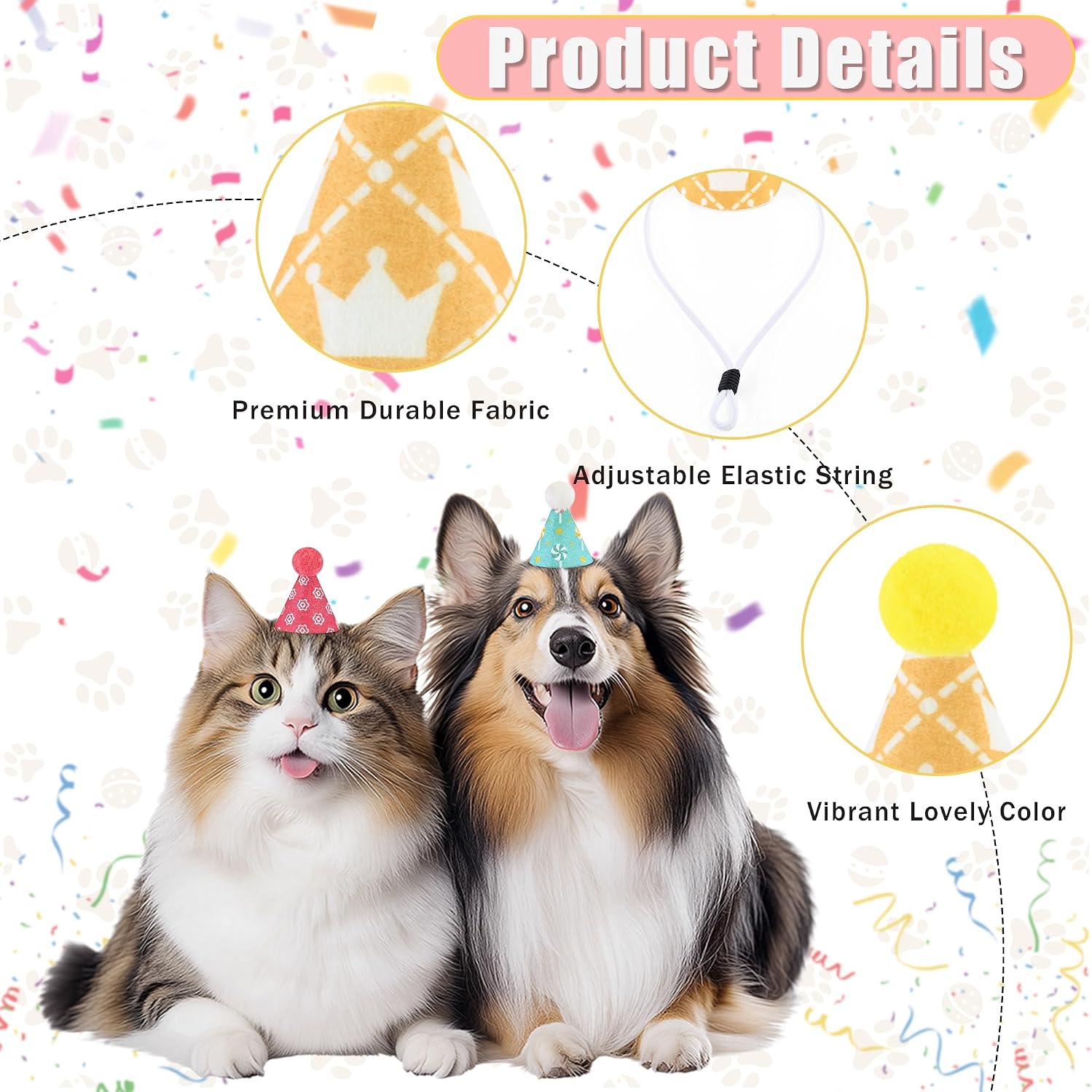 CANREVEL Mini Party Hats for Stuffed Animals Headwear, Birthday Hats