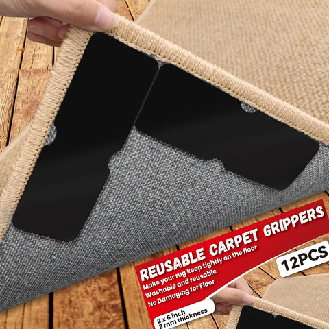 Reusable Rug Tape Grippers, Carpet Tape No Damaging for Hardwood Floors 8Pc