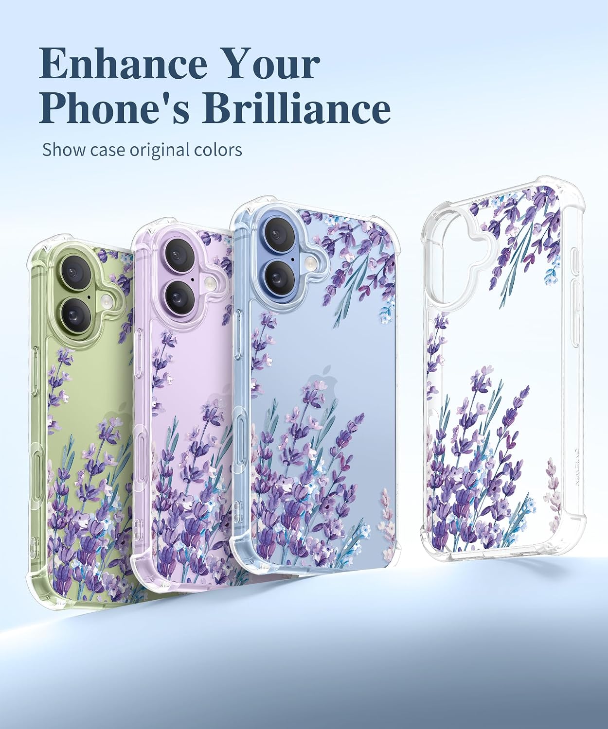 GVIEWIN for iPhone 17 Case Floral, Slim Clear Non-Yellowing