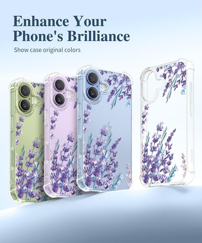 GVIEWIN for iPhone 17 Case Floral, Slim Clear Non-Yellowing