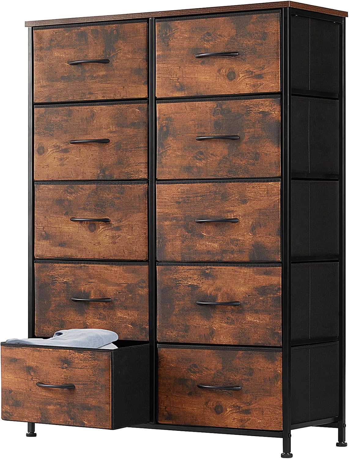 DUMOS 10 Drawer Tall Dresser for Bedroom & Living Room, Brown