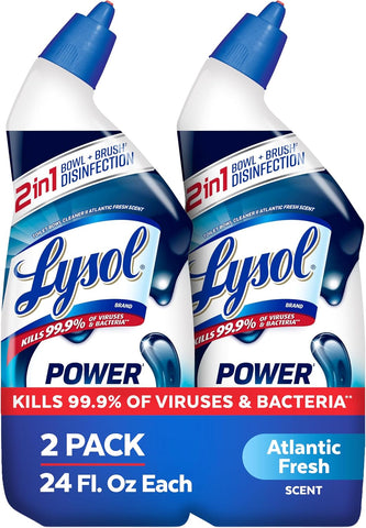 Lysol Toilet Bowl Cleaner Clinging Gel, Power, 24 oz, 2 Pack