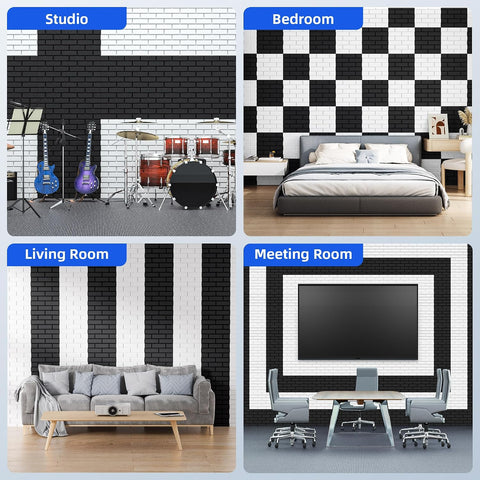 12 Pack Acoustic Panels with Self Adhesive Sound Proof Foam Panels for Wall