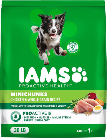 IAMS Proactive Health Adult Minichunks Dry Dog Food, Chicken, 30 lb