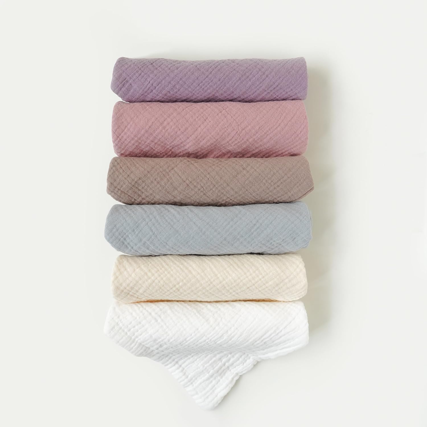 Konssy 6 Pack Muslin Baby Washcloths, 100% Cotton Wash Cloth Set