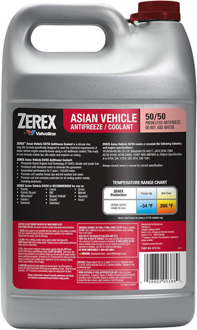 Zerex Asian Vehicle Red Silicate and Borate Free 50/50 Prediluted Ready-to-Use Antifreeze/Coolant 1 GA, Case of 6