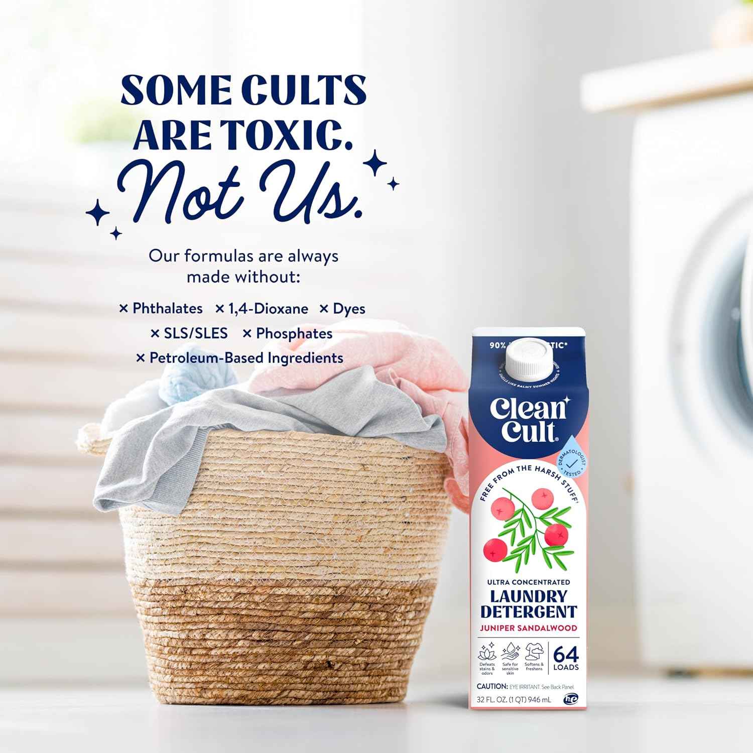Ultra Concentrated Liquid Laundry Detergent Soap, 192 loads (96 oz), Long Lasting Scent, 90% Less Plastic, No Harsh Chemicals, Juniper Sandalwood, Defeats Stains & Odors, HE/Standard Compatible