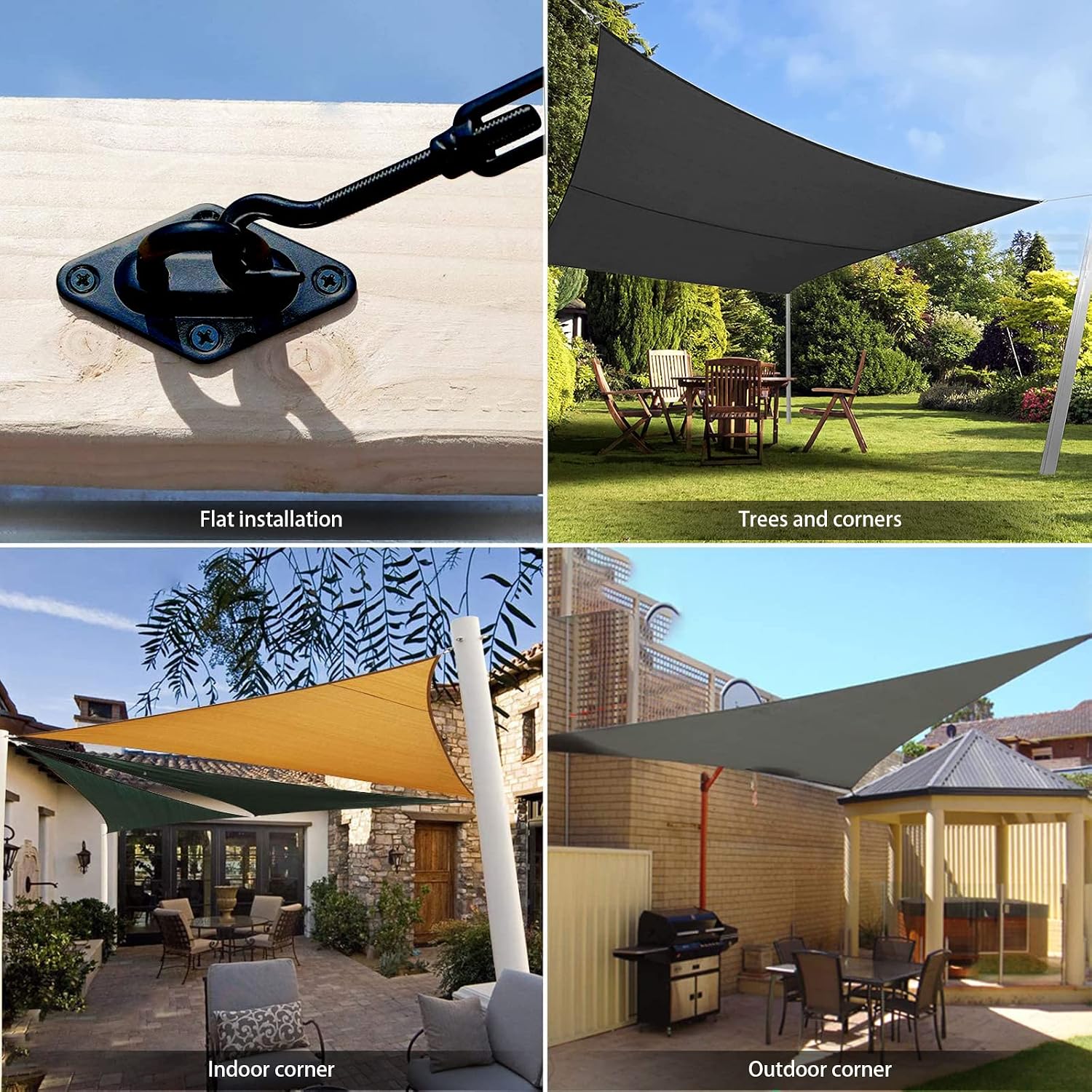 HYASIA Sun Shade Sail Hardware Kit 6 Inch for Rectangle & Triangle Shade Sail Install, Stainless Steel ShadeSail Fixing Accessories for Outdoor Patio Canopy Garden, Heavy Duty Awning Attachment 40 Set