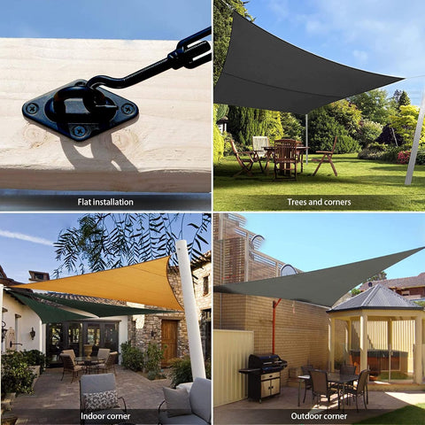 HYASIA Sun Shade Sail Hardware Kit 6 Inch for Rectangle & Triangle Shade Sail Install, Stainless Steel ShadeSail Fixing Accessories for Outdoor Patio Canopy Garden, Heavy Duty Awning Attachment 40 Set