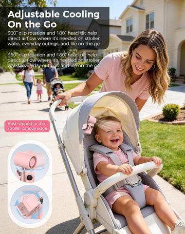 Hotsales Clip-On Portable Fan for Strollers, Handheld Turbo Fan for Travel