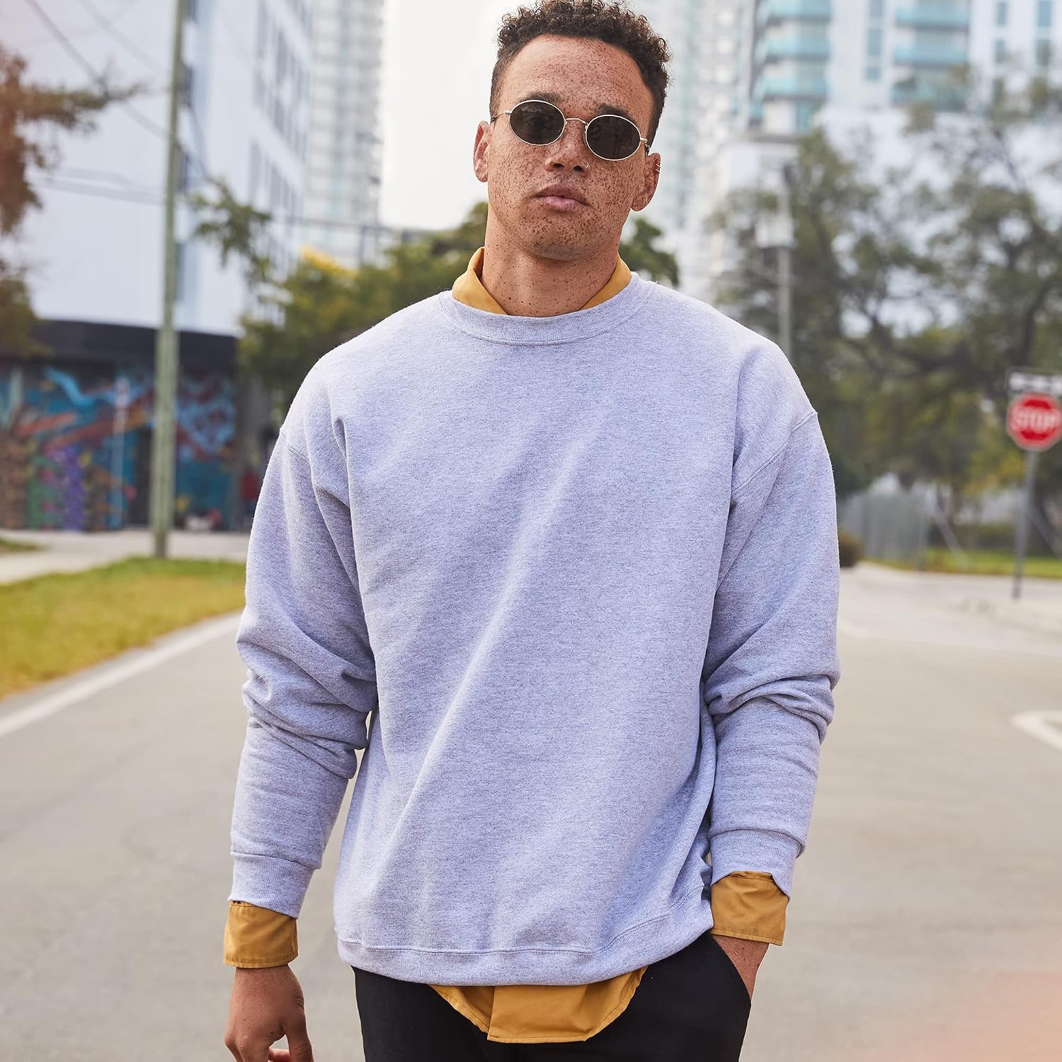 Hanes Men's Sweatshirt, EcoSmart Fleece Crewneck Sweatshirt, Big & Tall Available, 1 or 2-Pack