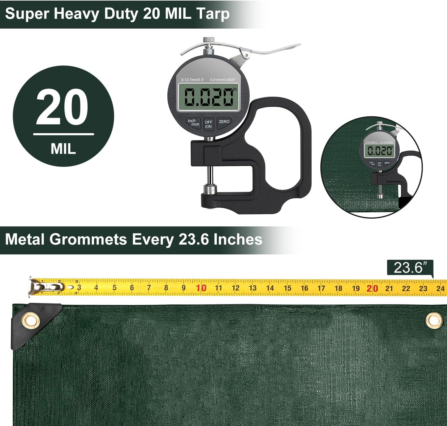 Tarp 8x10 FT 20 Mil Heavy Duty Waterproof Tarps Green
