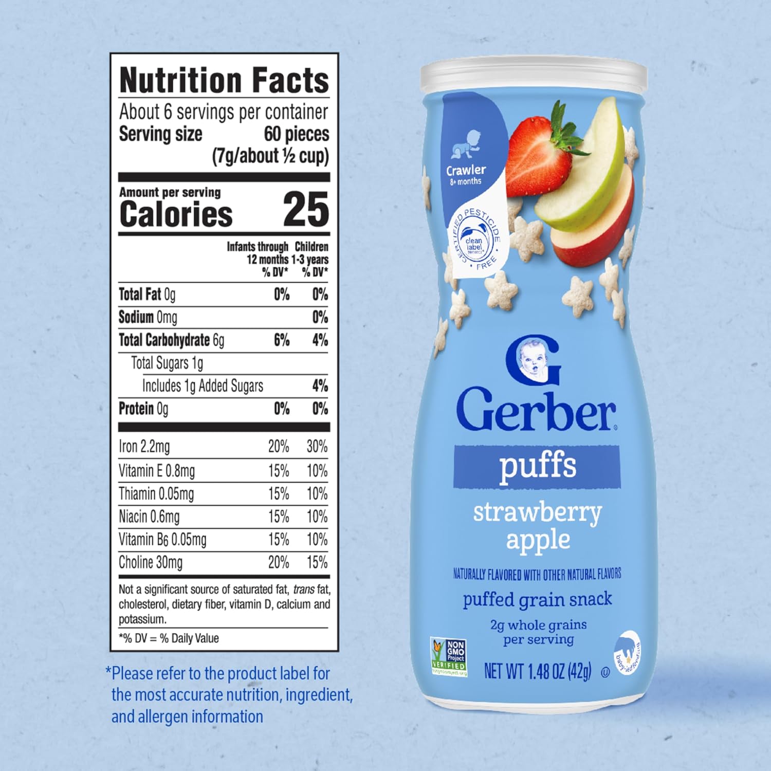 Gerber Stage 3 Strawberry Apple Puffs, 1.48 Oz, 6 Pack