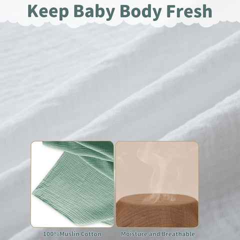 Muslin Swaddle Blankets for Newborn, 2 Pack Breathable Soft Receiving Blanket, Large 41 x 41 inches Swaddle Wrap Burping Clothes, Essentials Infant Shower Items. (White & Light Gray)